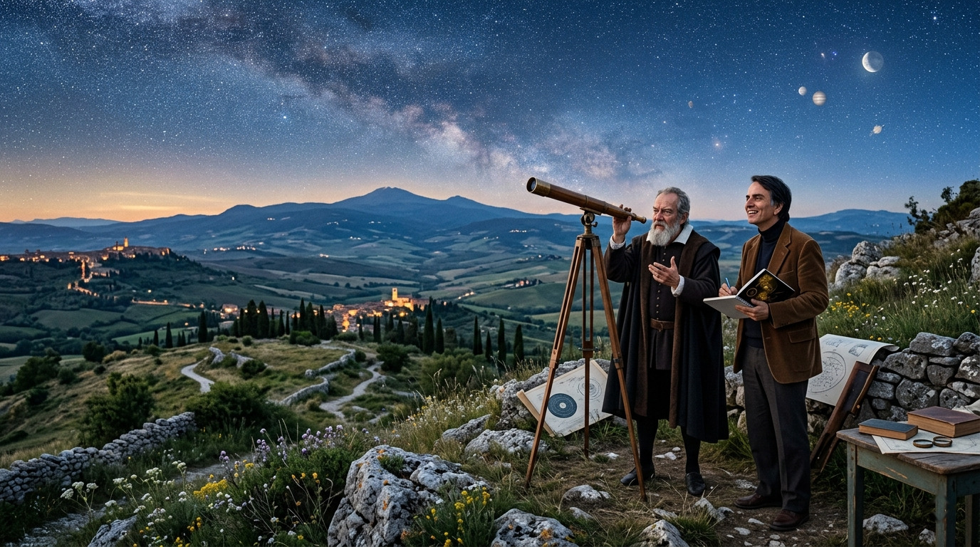 Carl Sagan and Galileo (AI generated)